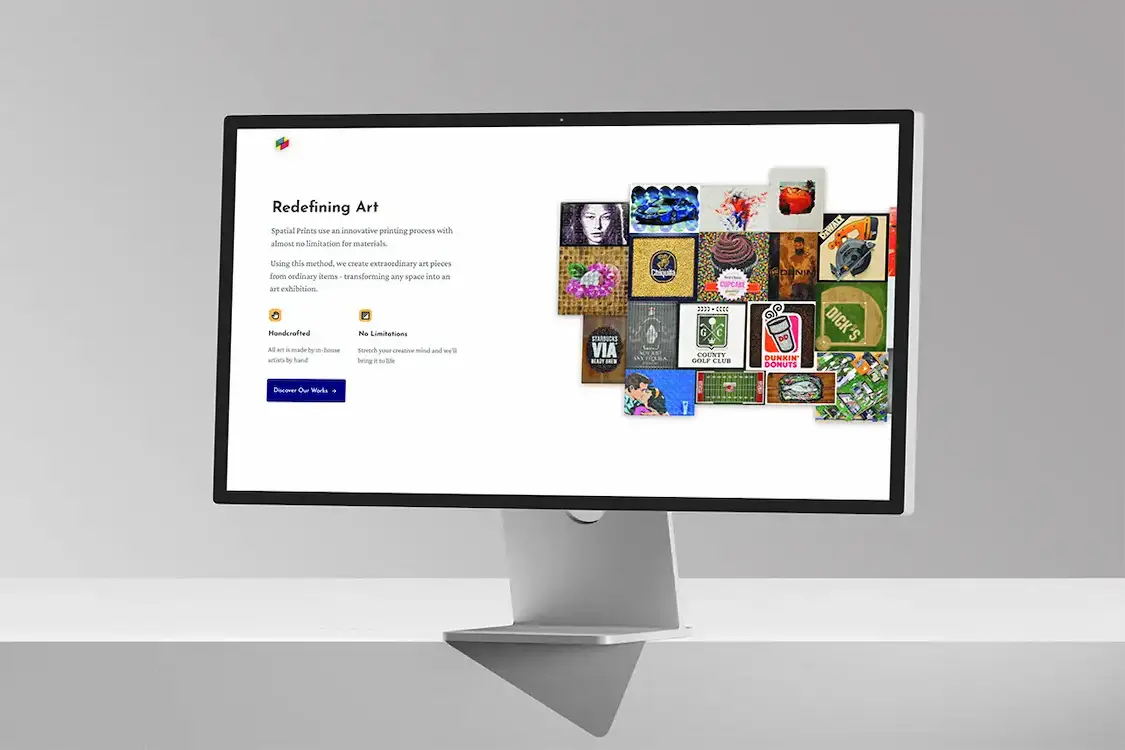 Marketing page for Spatial Prints, a custom printed artwork manufacturer.